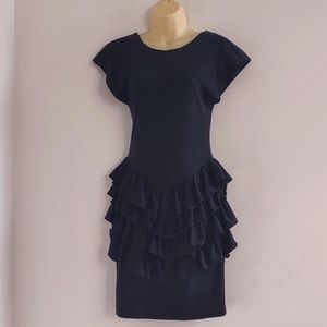 Ruffled Black Vintage Dress